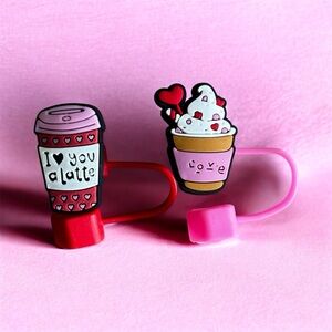 Cute Coffee and Dessert straw toppers set of 2. Fit Stanley